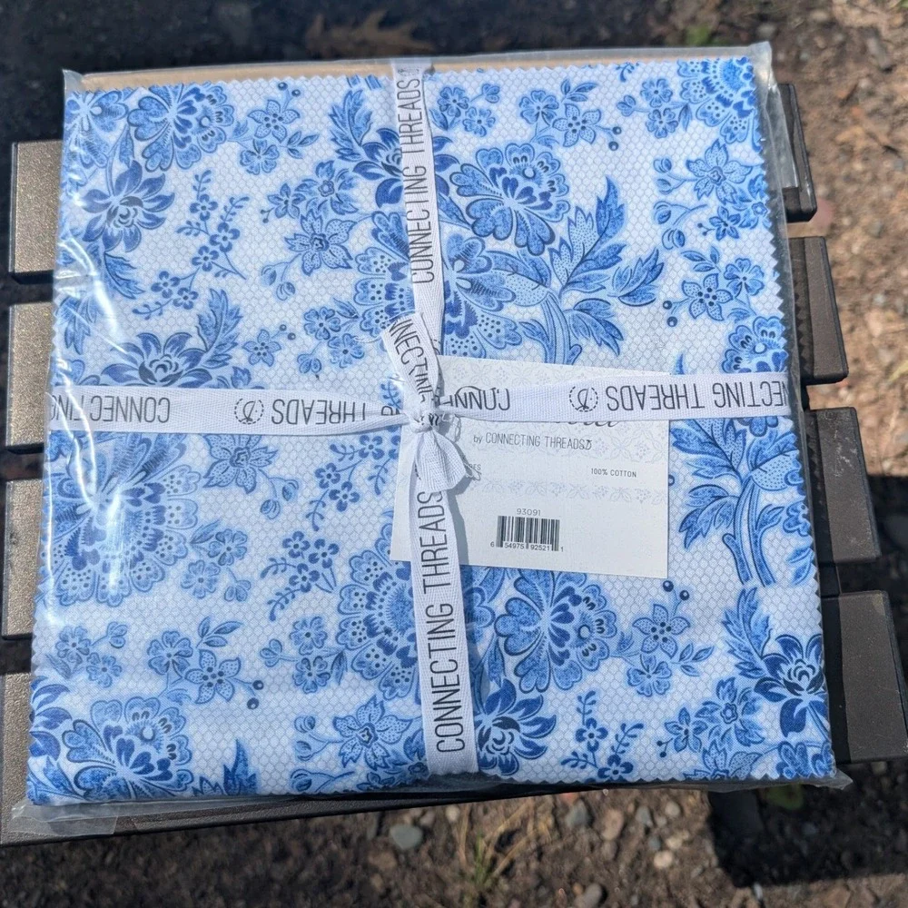 Connecting Threads Royal Delft Fabric Bundle Tea Time Wall Hanging Pattern Blue